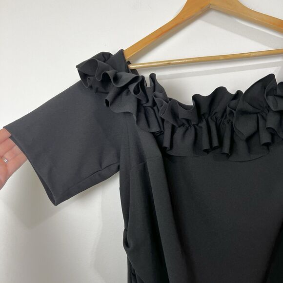 Xscape Brynleigh Dress Off The Shoulder Scuba Ruffle Black Party Plus Size 18W - Picture 5 of 13